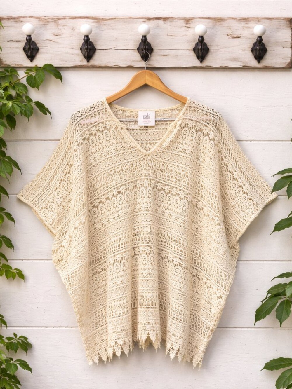 CABI Love Carol Collection #5026 Women's Crochet Lace Cover Up Top Cream XS